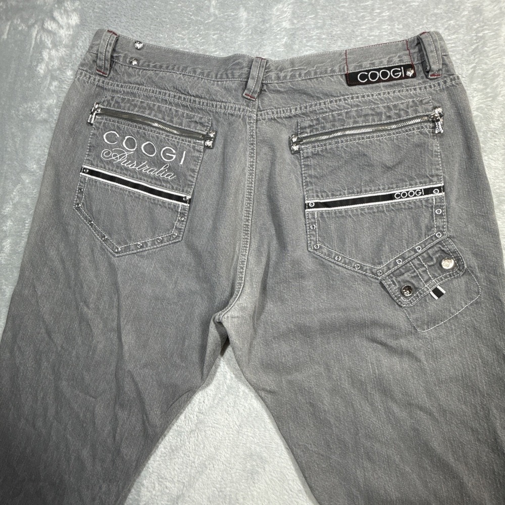 Coogi Jeans Straight Leg Men's Size 46x36 (Fits 44X34) Gray Zip Pockets